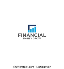 Financial Bar / chart icon logo design flat minimalist vector