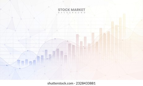 Financial bar chart, yield curves, bond data, and upward-sloping graph on white background. Improved business information and financial growth data. Successful stock market wallpaper