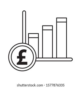 financial bars statistics graphic with pound sterling vector illustration design