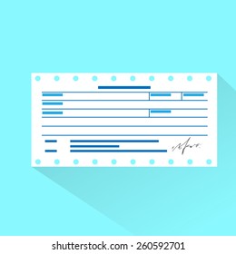 financial bill document, invoice order payment check flat design vector illustration