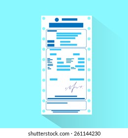 financial bill document, invoice order payment check flat design vector illustration