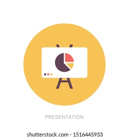 Financial board with presentation graph. Yellow theme concept