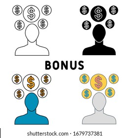 Financial bonus set icon. Salary, profit, earnings. Modern vector illustration. Financial success. Profit, income. Vector isolated outline drawing