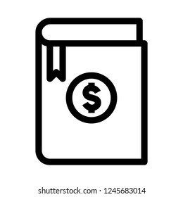 Financial book with dollar currency icon, vector illustration in outline or line style