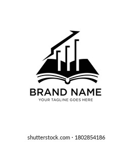 plantilla de vector de diseño del logotipo del libro financiero, logotipo de la educación del libro de la barra de negocio de marketing financiero, logotipo de la contabilidad