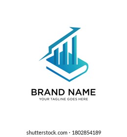 plantilla de vector de diseño del logotipo del libro financiero, logotipo de la educación del libro de la barra de negocio de marketing financiero, logotipo de la contabilidad