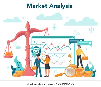 Financial broker. Income, investment and saving concept. Business character making financial operation. Isolated vector illustration