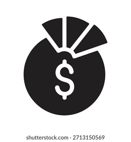 Finanzbudget Zuordnung Kreis Symbol Symbol solides Symbol Vektor Design Element Diagramm Dollar Aktie Verteilung Markt Geld Anteil Segment Finanzen Statistiken