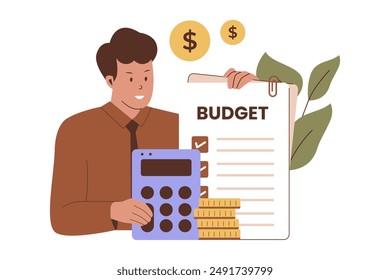 Financial budget planning illustration concept. Illustrations for websites, landing pages, mobile applications, posters and banners. Trendy flat vector illustration