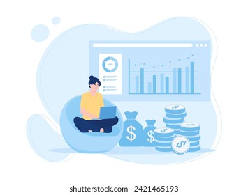 financial budget planning modern flat concept for web banner design female analyst financial studies trending concept flat illustration