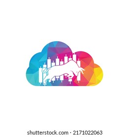 Logo-Design für das Konzept der finanziellen Bullen-Cloud-Form Bullish Trader Logo. Handelsblatt.