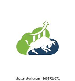 Financial bull logo design. Trade Bull Chart, finance logo. Economy finance chart bar business productivity logo icon.
