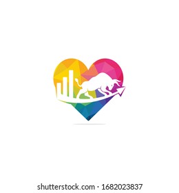 Financial bull logo design. Trade Bull Chart, finance logo. Economy finance chart bar business productivity logo icon.	