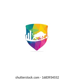 Financial bull logo design. Trade Bull Chart, finance logo. Economy finance chart bar business productivity logo icon.	