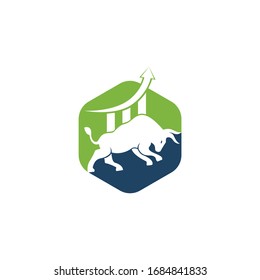 Financial bull logo design. Trade Bull Chart, finance logo. Economy finance chart bar business productivity logo icon.