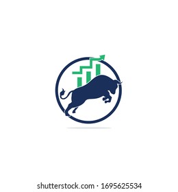 Financial bull logo design. Trade Bull Chart, finance logo. Economy finance chart bar business productivity logo icon.	
