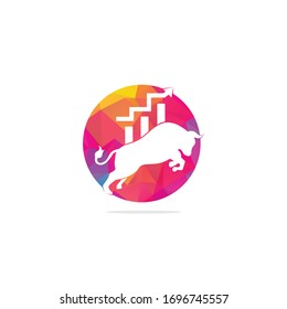 Financial bull logo design. Trade Bull Chart, finance logo. Economy finance chart bar business productivity logo icon.	