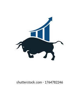 Financial bull logo design. Trade Bull Chart, finance logo. Economy finance chart bar business productivity logo icon.	
