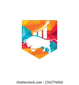 Financial bull logo design. Trade Bull Chart, finance logo. Economy finance chart bar business productivity logo icon.	