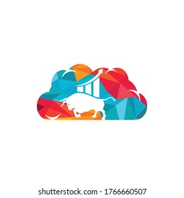 Financial bull logo design. Trade Bull Chart, finance logo. Economy finance chart bar business productivity logo icon.	