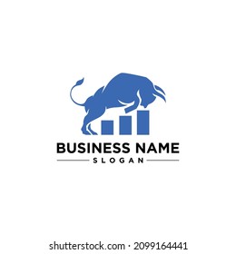 Financial bull logo design. Trade Bull Chart, finance logo. Economy finance chart bar business productivity logo icon.