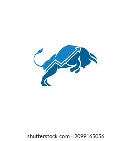 Financial bull logo design. Trade Bull Chart, finance logo. Economy finance chart bar business productivity logo icon.