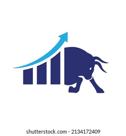 Financial bull logo design. Trade Bull Chart, finance logo. Economy finance chart bar business productivity logo icon.	