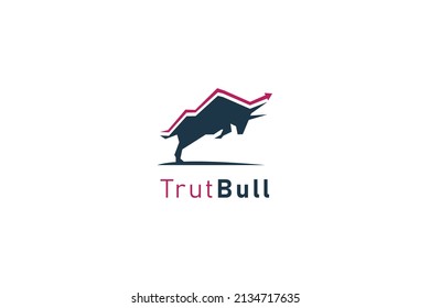 Financial bull logo design. Trade Bull Chart, finance logo. Economy finance chart bar business productivity logo icon.