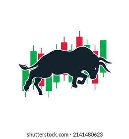 Financial bull logo design. Trade Bull Chart, finance logo. Economy finance chart bar business productivity logo icon.	
