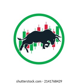 Financial bull logo design. Trade Bull Chart, finance logo. Economy finance chart bar business productivity logo icon.	
