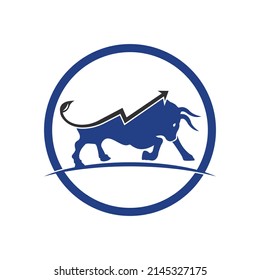 Financial bull logo design. Trade Bull Chart, finance logo. Economy finance chart bar business productivity logo icon.	
