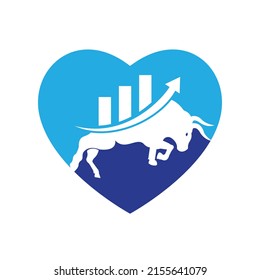 Financial bull logo design. Trade Bull Chart, finance logo. Economy finance chart bar business productivity logo icon.	