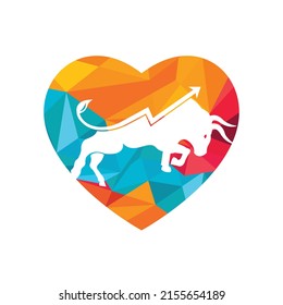 Financial bull logo design. Trade Bull Chart, finance logo. Economy finance chart bar business productivity logo icon.	