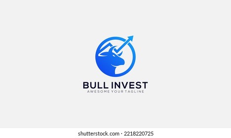 Financial bull logo design. Trade Bull Chart, finance logo