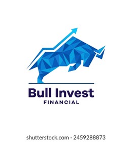 Financial bull logo design. Trade Bull Chart, finance logo. Economy finance chart bar business productivity logo icon. 
