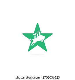 Financial bull star shape concept logo design. Trade Bull Chart, finance logo. Economy finance chart bar business productivity logo icon.	