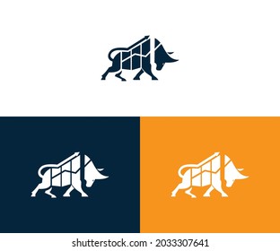 financial bull vector logo design