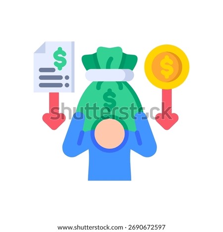 Financial Burden Icon Flat Vector Illustration