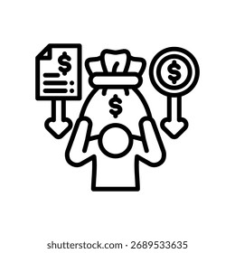 Ícone de Despesa Indireta Financeira - Ilustração do Vetor de Linha