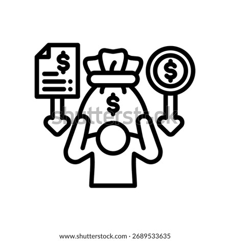 Financial Burden Icon Line Vector Illustration