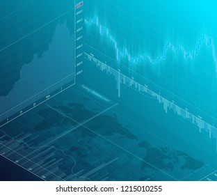 Financial business abstract digital background candle stick graph chart. Stock market investment vector concept. Finance investment stock market exchange graph digital infographic chart illustration