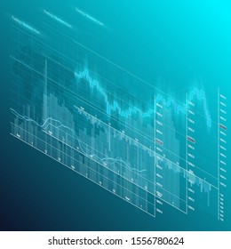 Financial business abstract digital background candle stick graph chart. Stock market investment isometry concept. Finance investment stock market exchange graph digital infographic chart illustration