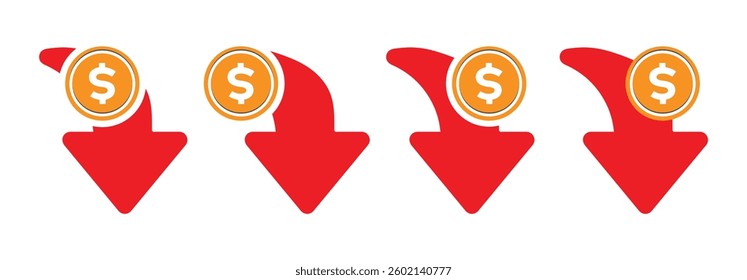financial business chart showing growth with Down arrow and loss in down arrow. Chart with red arrows representing increase, decrease.