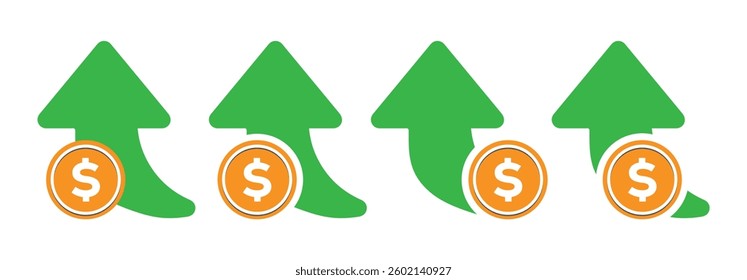 financial business chart showing growth with up arrow and loss in down arrow. Chart with green and red arrows representing increase, decrease.