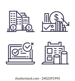 financial business concept set icon collection