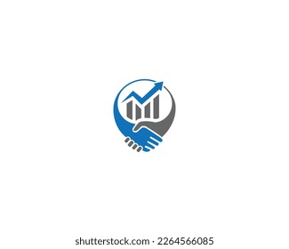 Financial And Business Consulting Logo Design With Shaking Hands Symbol Vector Illustration.