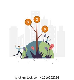 Ilustración plana de negocios financieros.Diseño de vectores.Adecuado para página de inicio, ui, sitio web, aplicación móvil, editorial, afiche, volante, artículo y banner.