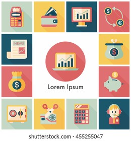 Financial and business icons set