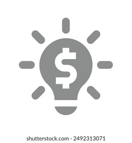 Financial business idea lightbulb. Profitable and enriching money making vector icon.