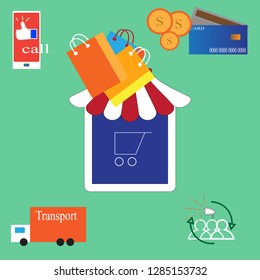 Financial business illutration,store and technology